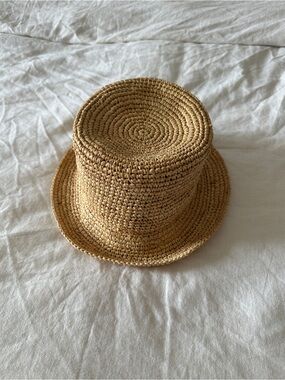 Woven Straw Bucket Hat - Natural Tan